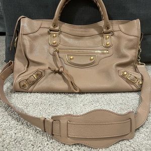 Balenciaga Metallic Edge City 2 Way (Pink Beige)